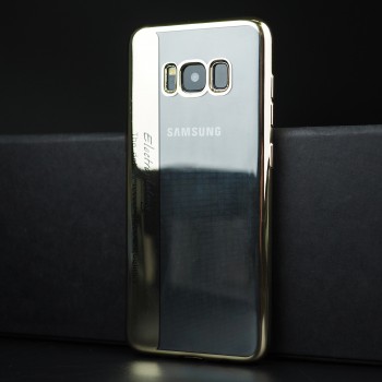 Силиконовый глянцевый полупрозрачный чехол с текстурным покрытием Металлик для Samsung Galaxy S8 Желтый