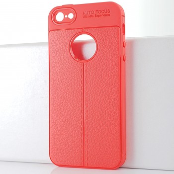 Чехол задняя накладка для Iphone 5/5s/SE с текстурой кожи Красный