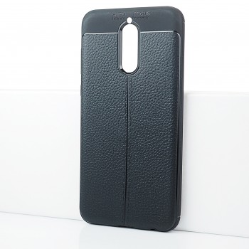 Чехол задняя накладка для Huawei Nova 2i с текстурой кожи Черный