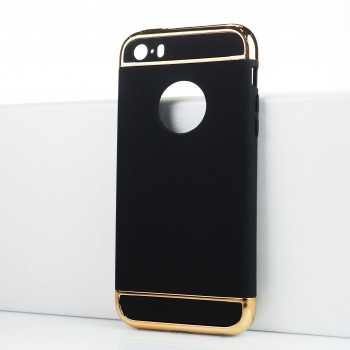 Двухкомпонентный сборный двухцветный пластиковый матовый чехол для Iphone SE Черный