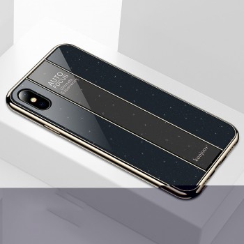 Силиконовый матовый непрозрачный чехол с поликарбонатной накладкой текстура Звезды для Iphone 7/8 Черный