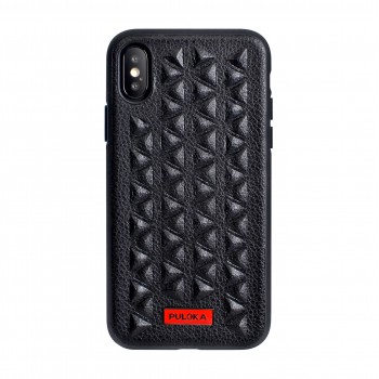 Силиконовый матовый непрозрачный чехол с кожаной текстурной накладкой для Iphone 7/8 Черный
