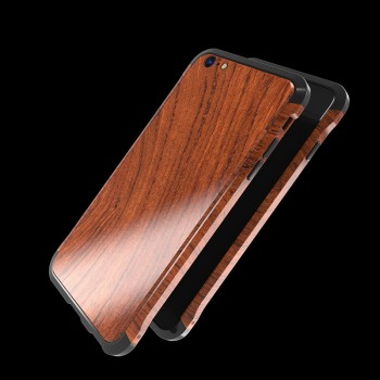 Двухкомпонентный чехол c металлическим бампером с деревянной накладкой для Iphone 7/8 Черный