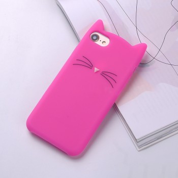 Силиконовый матовый непрозрачный дизайнерский фигурный чехол для Iphone 7/8 Пурпурный
