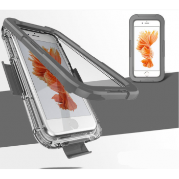 Пластиковый полупрозрачный матовый чехол с улучшенной защитой элементов корпуса Аквабокс закрытого типа для Iphone 7/8 Серый
