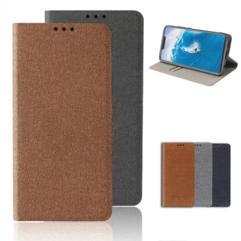 Флип чехол-книжка для Samsung Galaxy A30 с текстурой ткани и функцией подставки