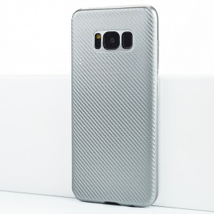Матовый силиконовый чехол для Samsung Galaxy S8 с текстурным покрытием карбон Белый