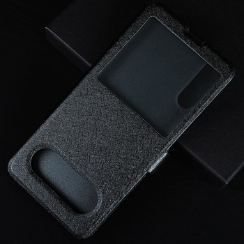 Чехол книжка для Samsung Galaxy A30s/A50 с окном вызова и полоcой свайпа Черный