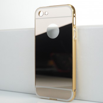 Двухкомпонентный чехол c металлическим бампером с поликарбонатной накладкой и зеркальным покрытием для Iphone 5c Бежевый