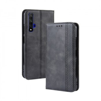 Винтажный чехол портмоне подставка для Huawei Nova 5T/Honor 20 с отделениями для карт Черный