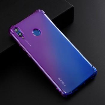 Силиконовый глянцевый полупрозрачный градиентный чехол с усиленными углами для Huawei Honor 8X  Фиолетовый