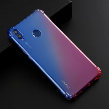 Силиконовый глянцевый полупрозрачный градиентный чехол с усиленными углами для Huawei Honor 8X  Синий