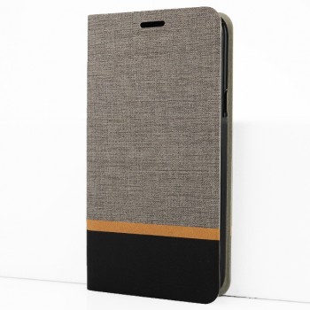 Флип чехол-книжка для Huawei Honor 10 с текстурой ткани и функцией подставки Серый