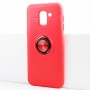 Силиконовый матовый непрозрачный чехол с встроенным кольцом-подставкой для Samsung Galaxy J6, цвет Красный