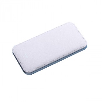 Портативное зарядное устройство текстура Кожа 10000mAh с 2-я USB разъемами и LED-индикацией заряда Белый