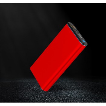 Портативное зарядное устройство 20000 mAh с 3-я разъемами (2 USB, 1 Type C), поддержкой быстрых зарядок QC3.0 и PD 18Вт и LCD-экраном Красный