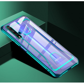 Силиконовый глянцевый полупрозрачный чехол с усиленными углами с текстурным покрытием Металлик для Huawei Honor 20 Pro Зеленый