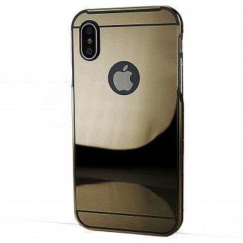 Двухкомпонентный чехол c металлическим бампером с поликарбонатной накладкой и зеркальным покрытием для Iphone x10/Xs
