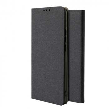 Чехол горизонтальная книжка подставка на силиконовой основе с отсеком для карт и тканевым покрытием для ASUS ZenFone Max Pro M2 Черный