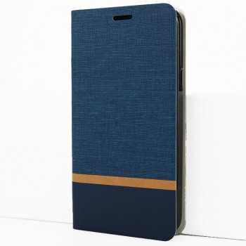 Флип чехол-книжка для Samsung Galaxy A10 с текстурой ткани и функцией подставки Синий