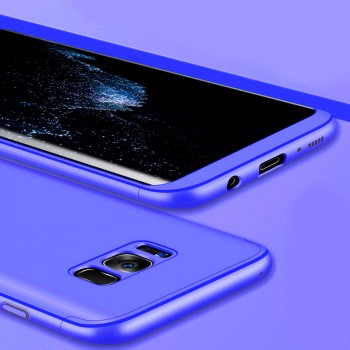 Трехкомпонентный сборный матовый пластиковый чехол для Samsung Galaxy S8 Синий