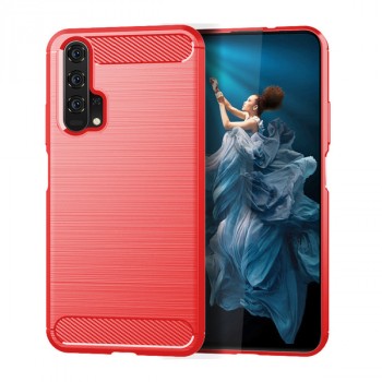 Матовый силиконовый чехол для Huawei Honor 20 Pro/Nova 5T/ с текстурным покрытием металлик Красный