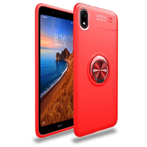 Силиконовый матовый чехол для Xiaomi RedMi 7A с встроенным кольцом-подставкой-держателем, цвет Красный