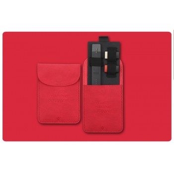 Винтажный кожаный чехол-мешок с эластичными держателями для JUUL и 2 картриджей Красный