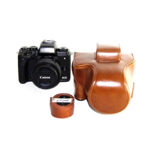 Жесткий защитный чехол-сумка текстура Кожа для Canon EOS M5 Бежевый