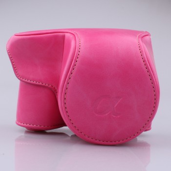 Жесткий защитный чехол-сумка текстура Кожа для Sony A6000/A6300 Пурпурный