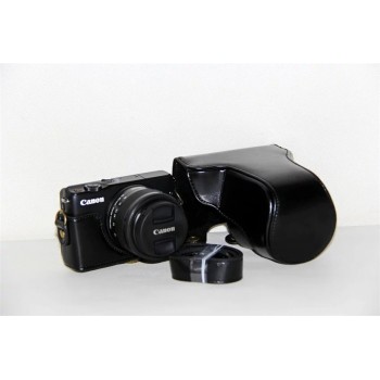 Жесткий защитный чехол-сумка текстура Кожа для Canon EOS M100 Черный