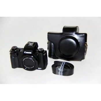 Жесткий защитный чехол-сумка текстура Кожа для Canon PowerShot G5 X Mark II Черный