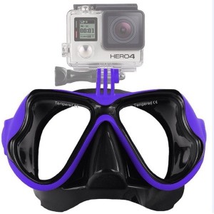 Маска для подводного плавания с креплением для экшн-камер GoPro/Xiaomi/DJI/Sony/Insta360 Фиолетовый