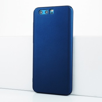 Пластиковый непрозрачный матовый чехол с допзащитой торцов для Huawei Honor 9 Синий
