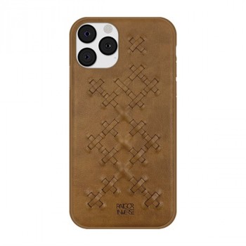 Кожаный чехол накладка (премиум нат. кожа) плетеная Кожа для Iphone 11 Pro Коричневый