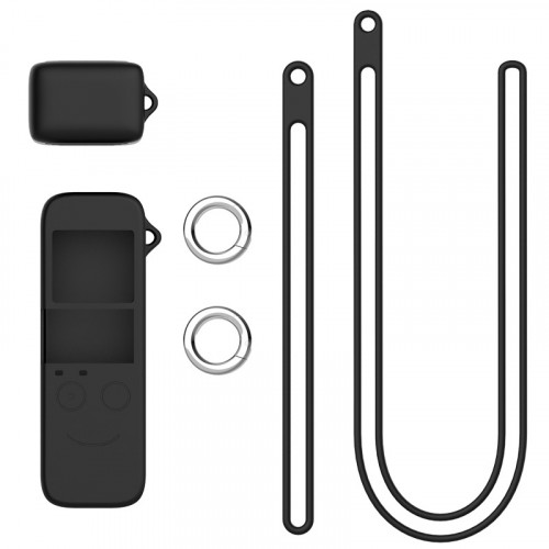 Составной силиконовый чехол со шнурками дизайн Смайл для DJI Osmo Pocket, цвет Черный