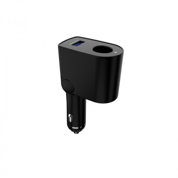 Поворотное автомобильное зарядное устройство с допразъемом USB для IQOS 2/3 Черный