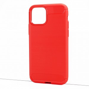 Силиконовый матовый непрозрачный чехол с текстурным покрытием Металлик для Iphone 11 Pro Max Красный