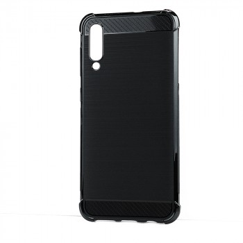 Силиконовый матовый непрозрачный чехол с усиленными углами с текстурным покрытием Металлик для Samsung Galaxy A50/A30s Черный