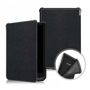 Чехол книжка на непрозрачной силиконовой основе с усиленными углами для PocketBook 614/616/625/627/631/632/641 Черный