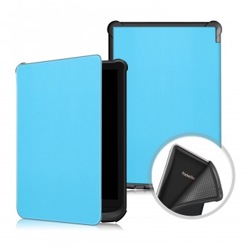 Чехол книжка на непрозрачной силиконовой основе с усиленными углами для PocketBook 614/616/625/627/631/632/641 Голубой
