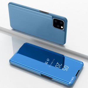 Пластиковый непрозрачный матовый чехол с полупрозрачной крышкой с зеркальным покрытием для Iphone 11 Pro Синий