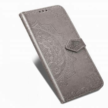 Чехол портмоне подставка для Samsung Galaxy M21/M30s с декоративным тиснением на магнитной защелке Серый