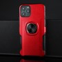Противоударный двухкомпонентный силиконовый матовый непрозрачный чехол с поликарбонатными вставками экстрим защиты с встроенным кольцом-подставкой и текстурным покрытием Кожа для Iphone 11 Pro, цвет Красный