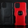 Противоударный двухкомпонентный силиконовый матовый непрозрачный чехол с поликарбонатными вставками экстрим защиты с встроенным кольцом-подставкой и текстурным покрытием Кожа для Iphone 11 Pro, цвет Красный