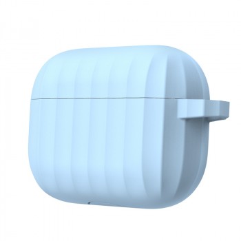 Силиконовый матовый противоударный ребристый чехол для AirPods Pro Голубой