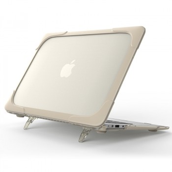 Противоударный двухкомпонентный чехол накладка со складными ножками для MacBook Air 13.3 (A1932/A2179) Бежевый