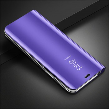Пластиковый зеркальный чехол книжка для Samsung Galaxy S8 Plus с полупрозрачной крышкой для уведомлений Фиолетовый