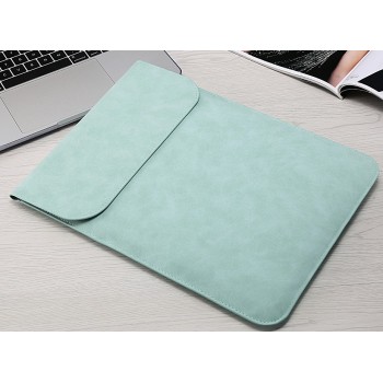 Матовый чехол-мешок текстура Кожа с клапаном на магнитах для MacBook Pro 15/16 Зеленый