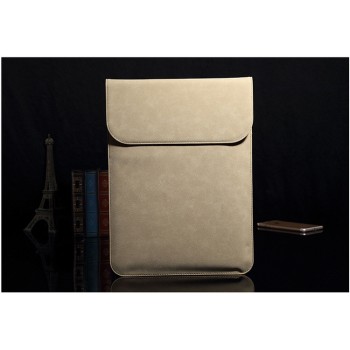 Матовый чехол-мешок текстура Кожа с клапаном на магнитах для MacBook Pro 15/16 Бежевый